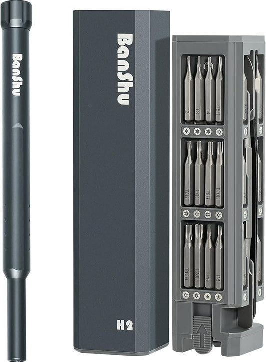 Banshu Precision Screwdriver Set, 46 in 1 Small Screwdriver Set with Metal Case, Professional Magnetic Mini Repair Tool Kit for Macbook, Laptop, Computer, iPhone, PS5, PC, Watch, Glasses, Electronics
