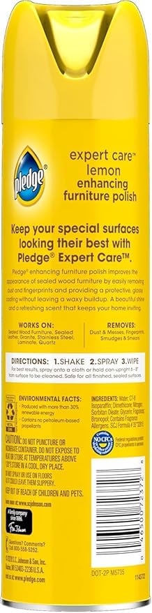 Pledge Enhancing Polish, Furniture & Wood Spray, Lemon Scent, 9.7oz