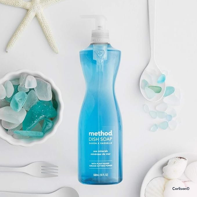 Method Dish Soap, Sea Minerals, Tough on Grease, 18 Fl Oz (Pack of 1)