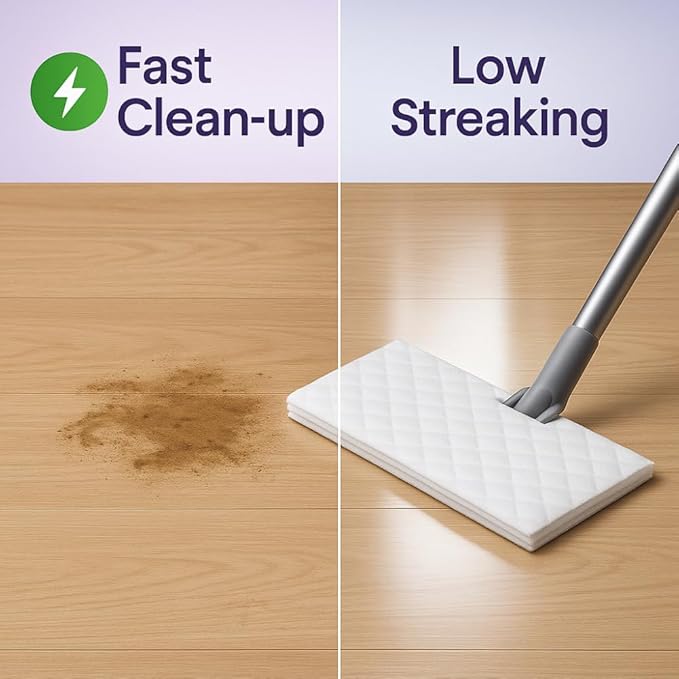 Low Streaking Wet Mopping Cloths, Lavender Scented Cleaning Wipes for Floors, Hardwood, Tile, Laminate, and Surfaces, Fresh Finish, 12 Count