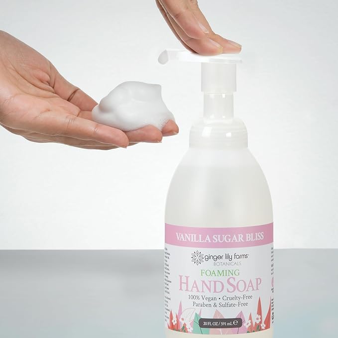 Ginger Lily Farms Botanicals All-Purpose Foaming Hand Soap Refill, 100% Vegan & Cruelty-Free, Vanilla Sugar Bliss Scent, 20 Fl Oz (Pack of 8)