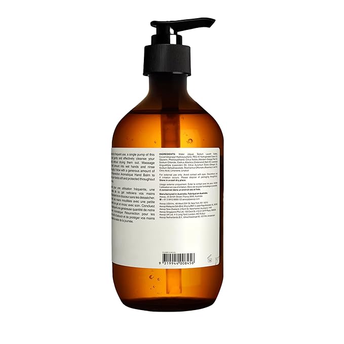 Aesop Resurrection Aromatique Hand Wash | Citrus, Woody, Herbaceous | Gentle Cleanser For Hydrated Skin | 500mL / 16.9 oz (Pack of 3)