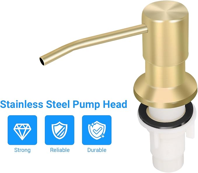 Soap Dispenser Kitchen Sink, Sink Soap Dispenser, 47" Extension Tube kit, Dish Soap Dispenser Pump, No Need More Refills (Gold)