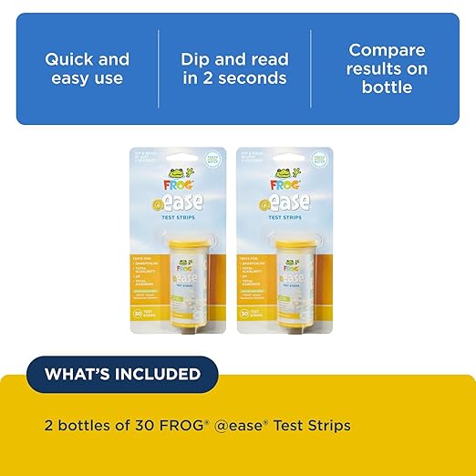 FROG @Ease Test Strips for Hot Tubs and Swim Spas - Test Strip with Out Indicator for FROG @Ease SmartChlor Cartridges, pH, Total Alkalinity and Total Hardness - 60 Test Strips