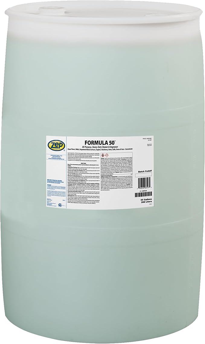 Zep Formula 50 Cleaner and Degreaser - 55 Gallon (1 Drum) 85985 - All-Purpose, Heavy-Duty, Use on Floors, Walls, Unpainted Metal Surfaces, Engines, Grills, Ovens and Fans
