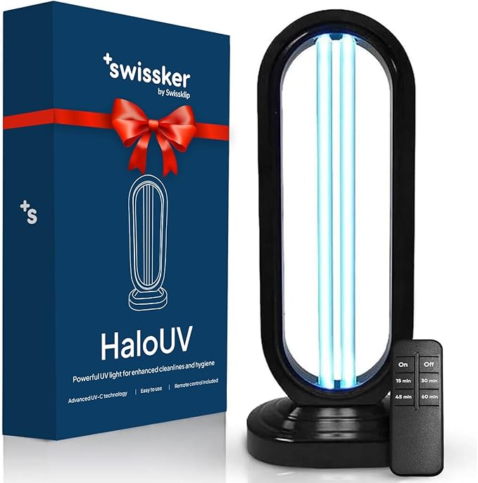 Swissklip Swissker HaloUV, Mold Remover, Home Disinfection Device, Dust Mites Remover, UV Light Sanitizer, Ultraviolet Sanitizer for Home, Room & Kitchen, Ultraviolet Light with 4 Speed Timings