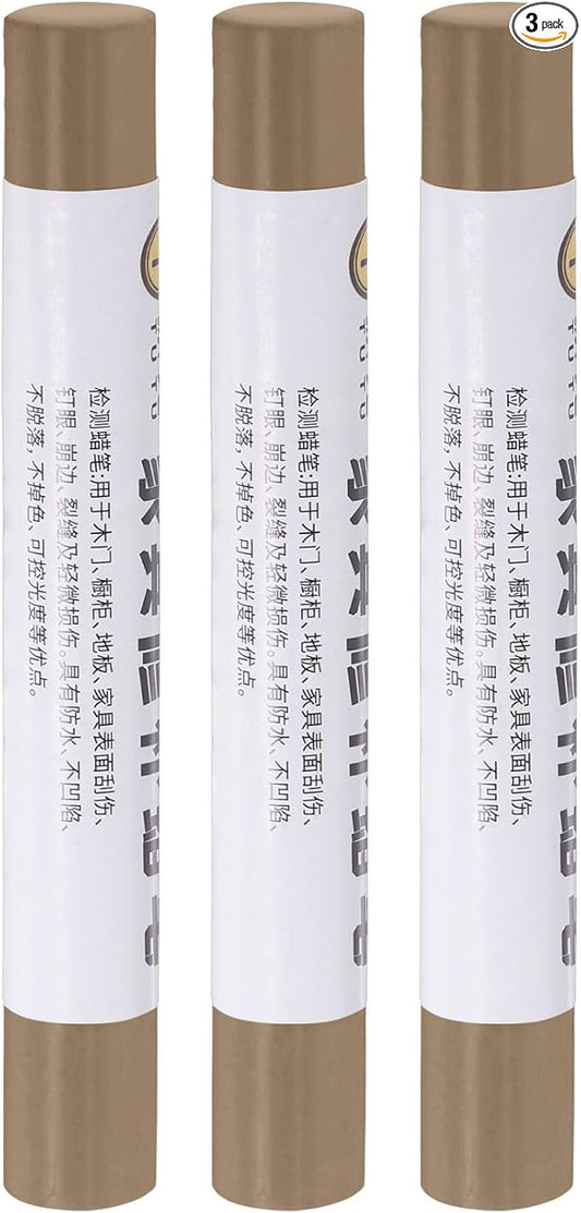 uxcell Furniture Repair Crayons, 3Pcs - Wood Wax Filler Stick, Furniture Markers Touch Up - for Scratches Holes Tables Desks Wooden Floors Cover Ups, Champagne Brown