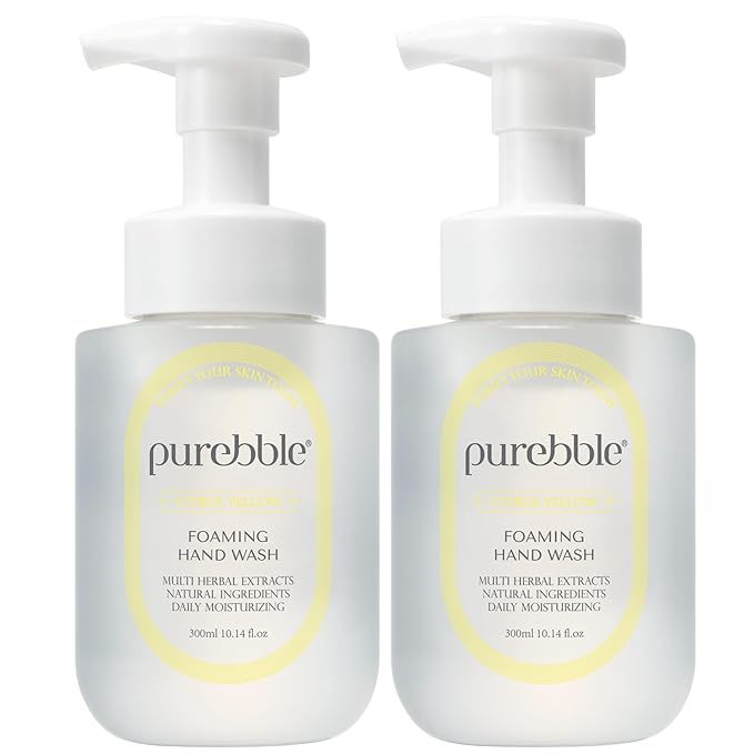 Citrus Yellow Foaming Hand Wash with Hyaluronic Acid, Lemon Scent | Gentle, Hydrating Formula | For Kitchen and Bathroom | Cruelty Free, Sulfate Free | 2 Pack