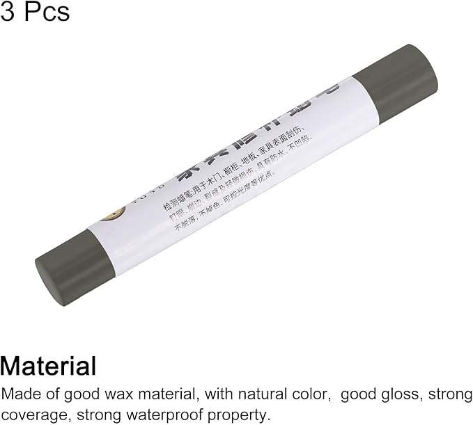 uxcell Furniture Repair Crayons, 3Pcs - Wood Wax Filler Stick, Furniture Markers Touch Up - for Scratches Holes Tables Desks Wooden Floors Cover Ups, Ash Grey