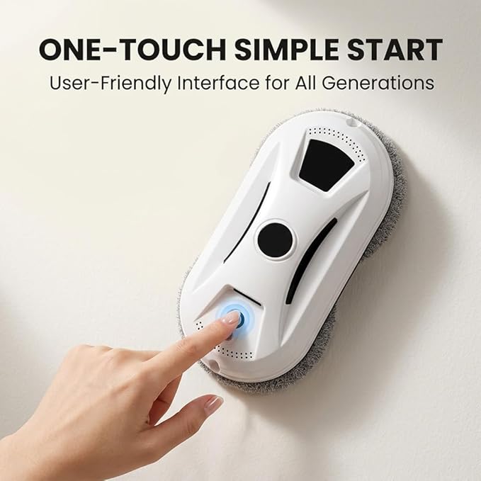 Window Cleaner Robot, 2800Pa Suction Automatic Window Cleaning Robot with 10pcs Cloths, Edge Detection & Anti-Drop Protection, Remote Control & 3 Cleaning Modes, Glass Vacuum Cleaner for Home