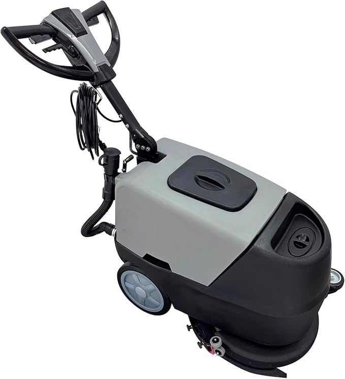 TECHTONGDA Commercial Auto Floor Scrubber Machine Walk Behind Floor Cleaning & Drying Machine with 17" Brush & 13.2 Gallons of Dual Tanks for Brushing, Polishing, Drying in Mall, Hotel, Airport 110V