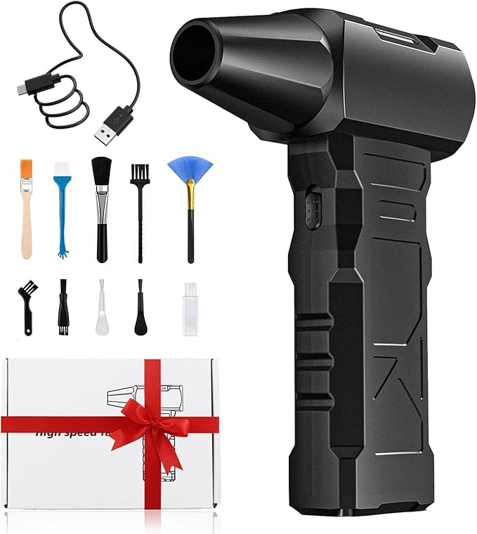 Electric Compressed Air Duster, Rechargeable Portable Air Duster for PC Computer, Cordless Handheld Air Blower with Speed Adjustable Knob, Mini Air Duster for Keyboard, Outdoor Cleaning