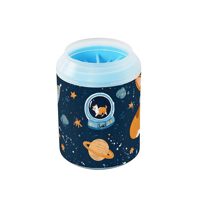 Dog Paw Cleaner Cups for Dogs Pet Foot Washer Paw Scrubber for Medium Small Dogs Cats Cleaning Cup Navy Blue Space Cute Corgi Dogs