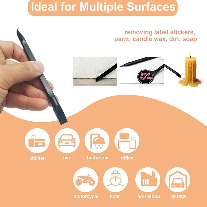 18 Pcs Plastic Multi-Purpose Scraper Tool,Dual-Ended Scraper Perfect for Cleaning in Kitchens,Bathrooms,and Cars.Remove Stickers, Labels and Dirt from Countertops,Floors,Sinks,Stoves