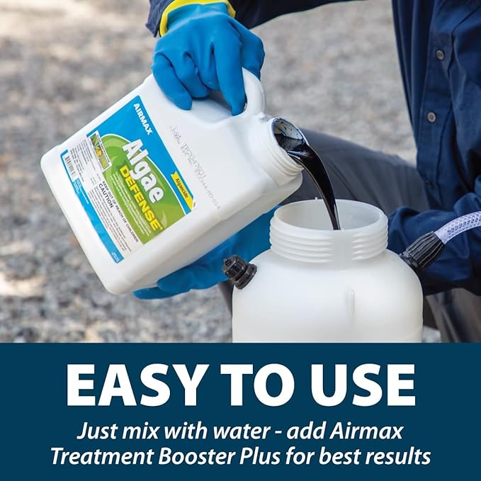 Airmax Algae Defense, EPA Registered Algaecide Pond & Lake Water Treatment, Floating Moss, Green Slime Scum & Chara Killer, Outdoor Liquid Spray Copper Based Solution, 1 Gallon