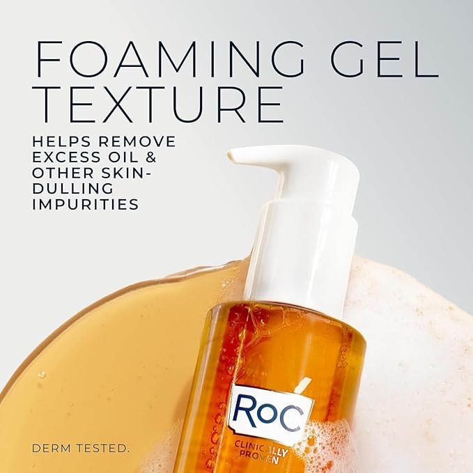 RoC Multi Correxion Revive + Glow Gel Vitamin C Cleanser, Face Wash, Facial Cleanser with Glycolic Acid, Paraben-Free, Sulfate-Free Skin Care - 6 Ounces