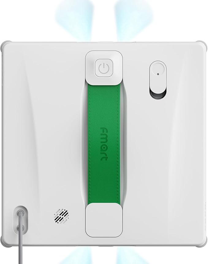 FMART W8 Mini Window Cleaning Robot, 8000Pa Suction, Ultra-Slim 2.36 in, 4-Way Ultrasonic Spray, Edge-Cleaning Route, Smart Path Planning, 9-Stage Safety, App & Remote Control