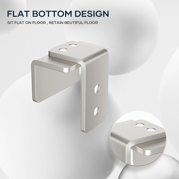 EaseLife Sliding Barn Door Bottom Floor Guide,U Shape,Flexible Adjustable Fit Distance,Flush Flat Bottom Design,Wall Mount System,for Door & Cabinet,Brushed Nickle,2 Pack