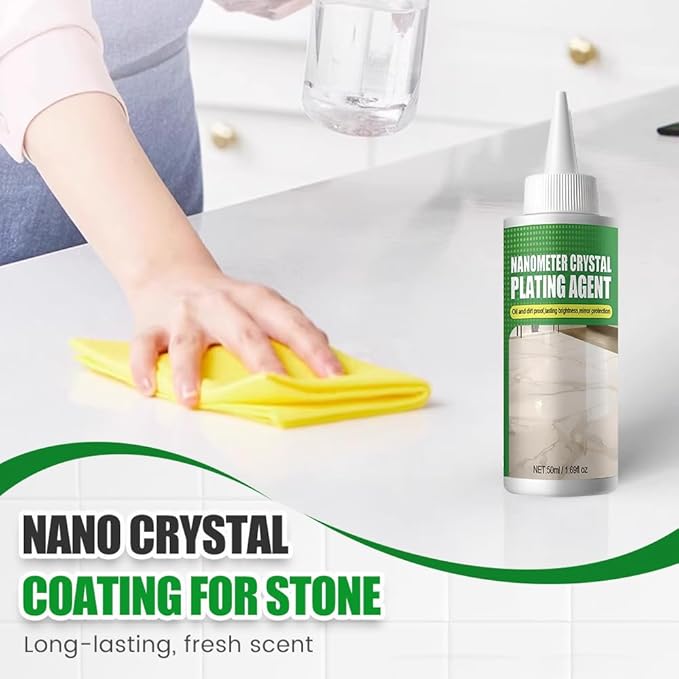 Nano Crystal Coating Agent For Tile & Furniture, Granite Countertop Cleaner and Sealer with Protection, Quartz Marble Stone Polish Cleaner for Permanent Hold & Shine Effect Fast Drying (2PCS)