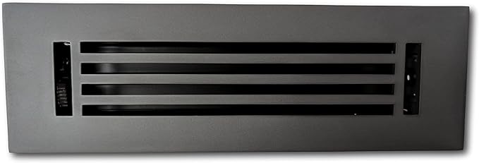 Madelyn Carter 2 x 10 Cast Aluminum Linear Vent Cover with Damper - Carbon Gray (Overall: 3.75 x 11.75) | Floor Register - Wall Register