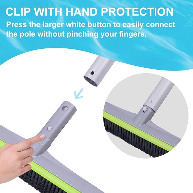 Sepetrel Pool Brush Head for Cleaning Walls,Heavy Duty Inground/Above Ground Swimming Pool Scrub Brushes with Premium Strong Bristle & Reinforced Aluminium Back