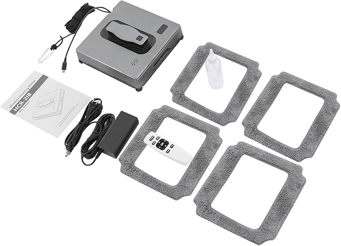 Window Cleaning Robot, Automatic Cleaner, 8.5 * 8.5 * 2.7in 2500Pa Window Cleaner Robot with Dual Water Spray, App and Remote Control, for Home, Office Building (Silver Gray)