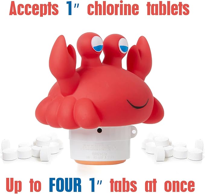 XY-WQ Crab Chlorine Floater for 1" Tab ONLY, Mini Floating Pool Chlorine Dispenser