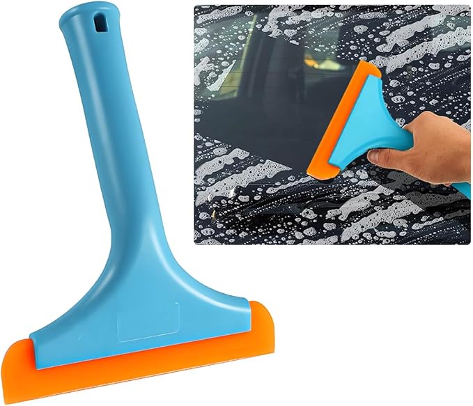 Small Silicone Window Squeegee, Car Windshield Silicone Squeegee, Auto Windshield Water Blade Scraper with 5.9 Inch Blade and Non-Slip Handle for Window, Mirror, Glass Door (Blue)