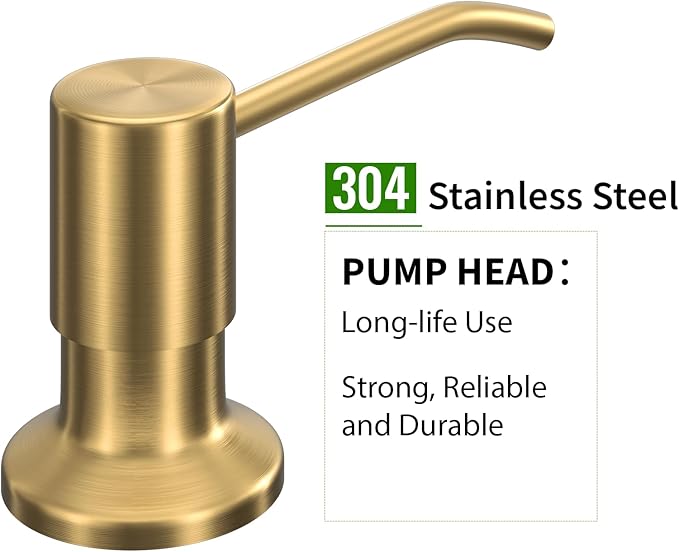 Kitchen Sink Soap Dispenser, Built in SoapDispenser, 47" Extension Tube kit, Counter Lotion Dispenser Pump, No Need More Refills (Gold)