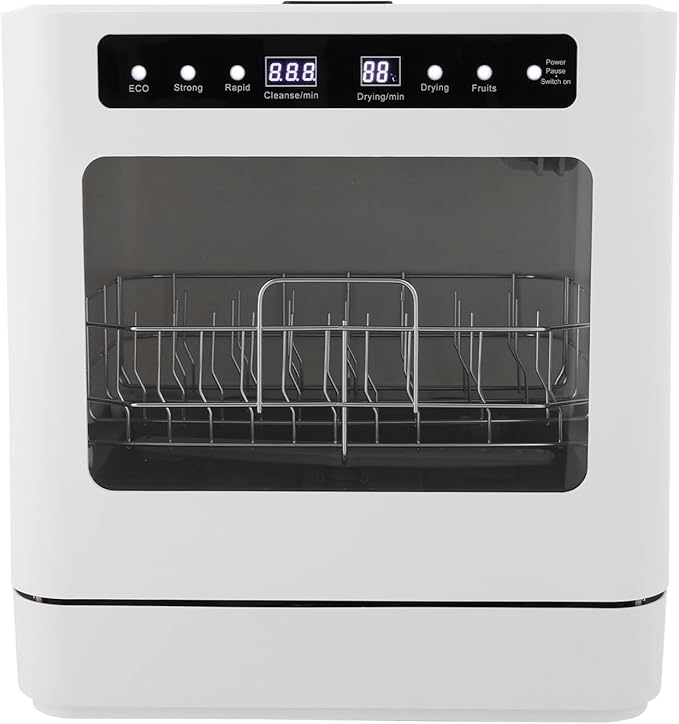 Portable Mini Dishwasher, Countertop Household Dishwasher with 4 Washing Modes & Hot Air Drying, 161.6°F Sterilization for 4-6 Persons Kitchen Apartment