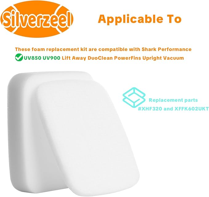 UV850 Replacement Filters for Shark Performance Lift-Away UV850 UV900 DuoClean Upright Vacuum, Compare to Part # XHF320 & XFFK602UKT (3Foam+3 Felt Filter Set)