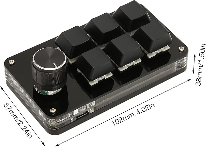 GOWENIC 6 Key Mini Gaming Keyboard, Programmable OSU Keypad with Control Knob, USB Gaming Keypad for PC Computer Games Office Work