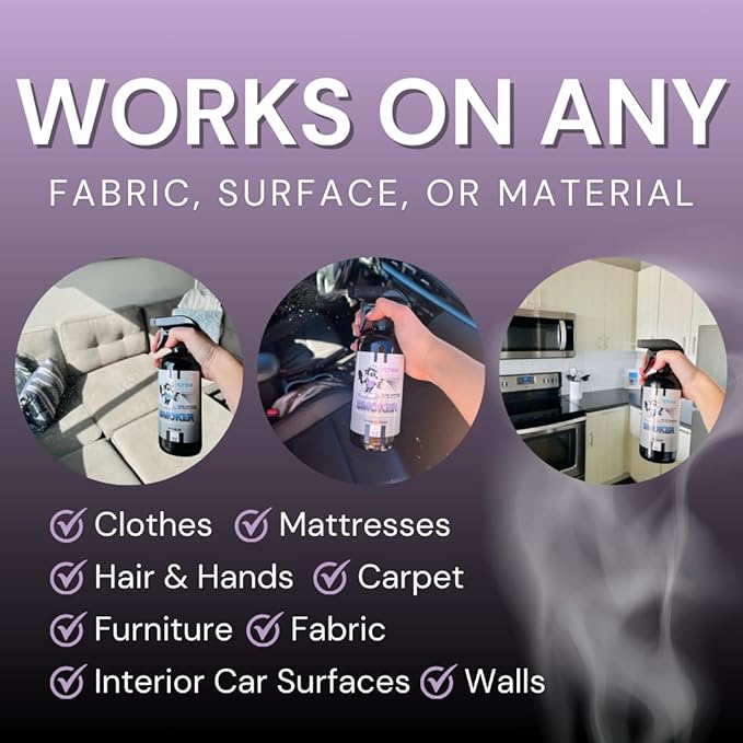 The Stink Solution Smoke Odor Eliminator Spray - Completely Remove Smoke Smell From House, Car, Clothes, Hands, Hair, & More - Best Odor Eliminator For Smoke - Sky Blue Fragrance - 2 16 oz Bottles