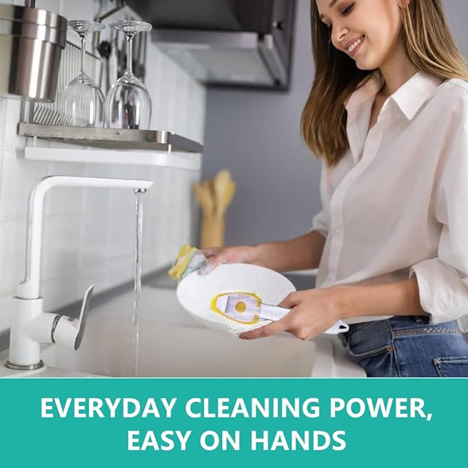 Dish Wand Refills Sponge Head with Hole,Non Scratch Dishwand Refill Heavy Duty Replacement Head,Soap Control Dispensing Scrubbers for Kitchen,Pans,Dishwasher Tools,Compatible Sponges Scrub with Handle