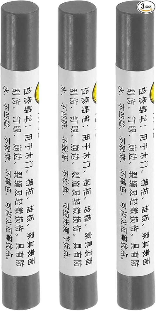 uxcell Furniture Repair Crayons, 3Pcs - Wood Wax Filler Stick, Furniture Markers Touch Up - for Scratches Holes Tables Desks Wooden Floors Cover Ups, Cement Gray