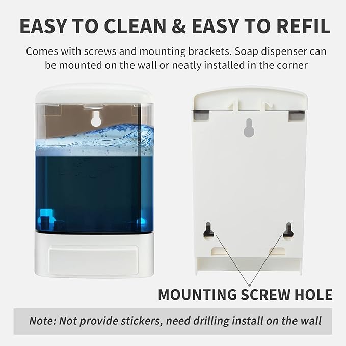 Manual Soap Dispenser 33oz Wall Mount Commercial Hand Soap Dispenser for Bathroom, Kitchen, Refillable Shampoo & Conditioner Dispenser for Liquid Gel