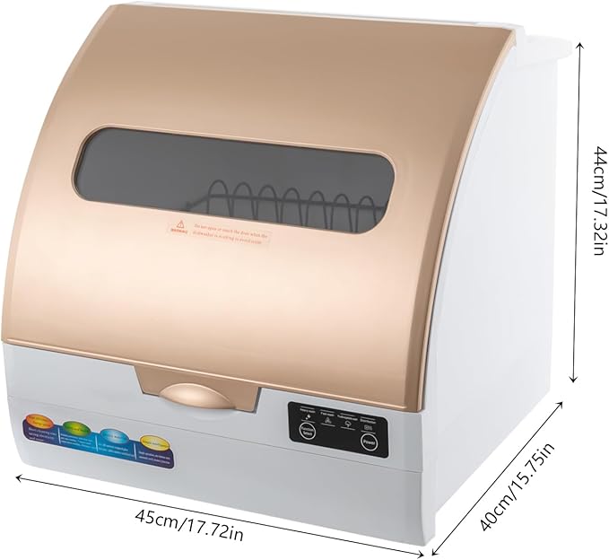 900W Portable Countertop Dishwasher with 4Programs, 360° Dual Spray 162℉ High-Temp& Air-Refresh Function and Touch Screen for Small Apartments, Dorms and RVs, Simple Installation