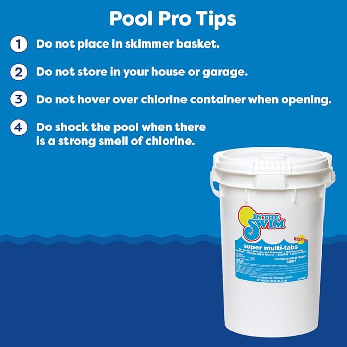 In The Swim 3 inch 5-in-1 Super Multi-Tabs – Swimming Pool Sanitizer – Chlorine - Algaecide - Stabilizer - Clarifier - 24 Pounds