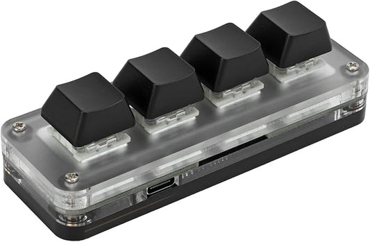 Mini 4 Key Gaming Keyboard Mechanical Keypad Type C to USB Interface Programming Black Gaming Keypad with RGB Light Plug and Play