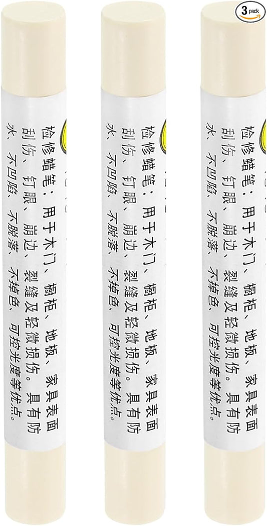 uxcell Furniture Repair Crayons, 3Pcs - Wood Wax Filler Stick, Furniture Markers Touch Up - for Scratches Holes Tables Desks Wooden Floors Cover Ups, White Sculpture