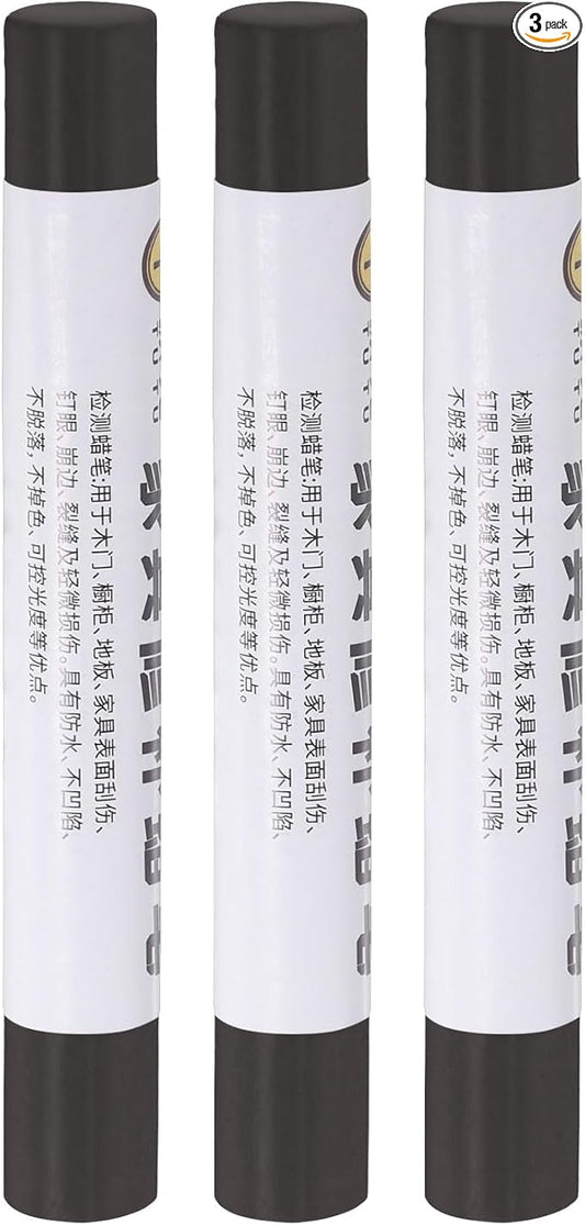 uxcell Furniture Repair Crayons, 3Pcs - Wood Wax Filler Stick, Furniture Markers Touch Up - for Scratches Holes Tables Desks Wooden Floors Cover Ups, Dark Cloth Black