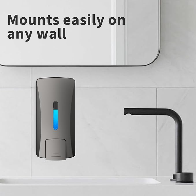 Commercial Soap Dispenser 33.8oz Wall Mount Hand Soap Dispenser for Kitchen & Bathroom with Visible Window & Funnel No-Drip Pump for Liquid Soap Shampoo Sanitizer-Drill or Adhesive Mount