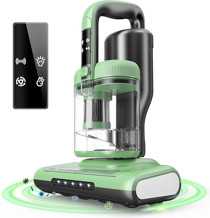 Mattress Vacuum Cleaner Bed Vacuum Versatile Handheld Vacuums with 500W 18Kpa Power Suction & 253.7nm U-V-C Light & Heating Tech & 30000 RPM/Min Brush Roll Rotation Corded