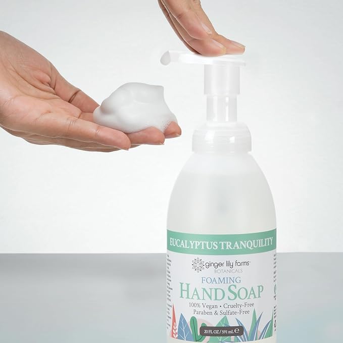 Ginger Lily Farms Botanicals All-Purpose Foaming Hand Soap Refill, 100% Vegan & Cruelty-Free, Eucalyptus Tranquility Scent, 20 Fl Oz (Pack of 8)