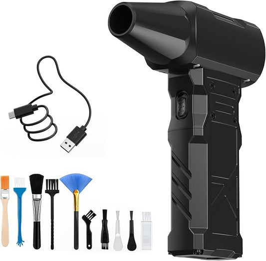 Compressed Air Duster-100000RPM Electric Air Duster for PC&Keyboard Cleaning，4-Speed Cordless Turbo Fan Rechargeable Reusable Compressed Air Blaster, Air Bed, Outdoors, Home.X3