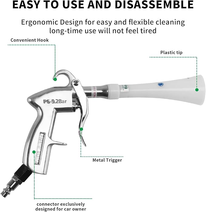 Tornado Dry Cleaning Gun with Brass Adjustable Air Flow Nozzle,Air Blower Gun Quickly Blasts Dirt and Dust from Surface Works with Air Compressor