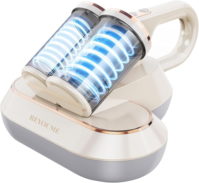 Mattress Vacuum Cleaner 13Kpa Bed Vacuum Cleaner with 253.7nm UV-C Light 149℉ Heating Dual Cup Widen Suction Port Handheld Vacuums for Bed, Sofa, Couch(White)