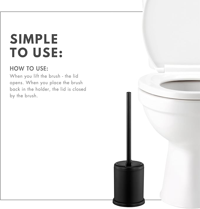 ToiletTree Products Deluxe Toilet Brush with Lid - Black 2 Pack