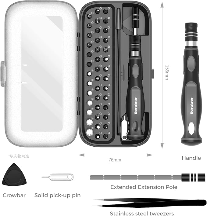 48-in-1 Precision Magnet screwdriver sets, Ergonomic Anti-slip Design, S2 Steel Small Repair Tool Kit for iPhone, Watch, Macbook, Computer, Laptop, PS4 PS5, Xbox, Switch, Glasses