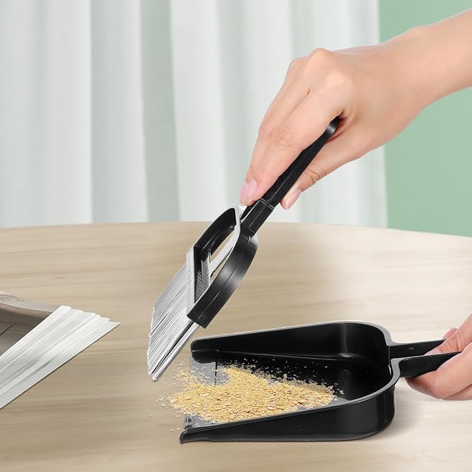 Keyboard Cleaning Brush and Mini Dustpan Set Compact 2-Piece Desktop Cleaning Tool for Laptops Keyboards Drawers and Small Spaces Black 8.46 X 6.29 Inches